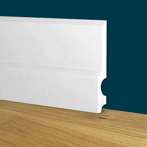 Battiscopa Modernissimo BIANCO mod. GIZA 130x18mm in POLIMERI - Polistrutturato (prezzo al metro)
