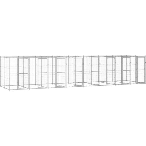 Cuccia da esterno gabbia recinto per animali box per cani da esterno in acciaio zincato 19,36 m² 020000411