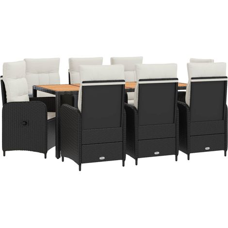 Maison Exclusive - Set da pranzo per esterni 9 pz Nero e Bianco Crema (1/5)