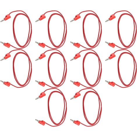 10er-Set Bananenstecker-Prüfleitungen, Stecker auf Stecker, Messingkern, elektrische Prüfleitungen J.70006, 4 mm, rot