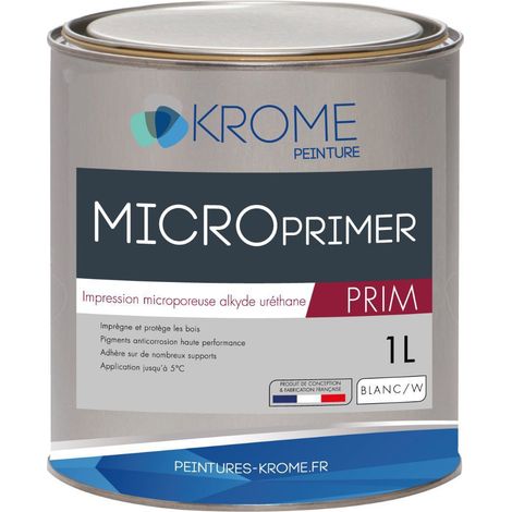 Krome MicroPrimer Peinture d'Impression Microporeuse et Antirouille - Intérieur et Extérieur Conditionnement: 1L - Couleur: BLANC (1/4)