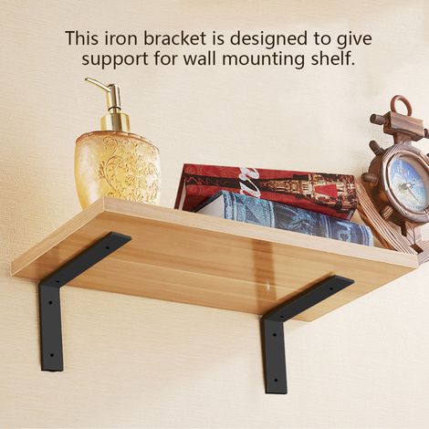 paire de supports muraux robustes en fer pour étagères de rangement en bois - Décoration intérieure à faire soi-même (1/5)