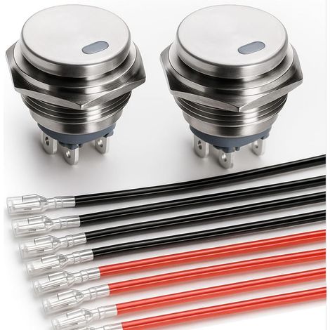 Interrupteur à Bascule Rond Etanche en Acier Inoxydable 12-24 V/15 A, 22mm, LED Rouge, Marche/Arrêt, 4 Broches Lumineux Interrupteur à Basculer (1/5)