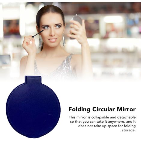 Miroir rond pliable en plastique à une seule face, petit miroir rond pliable, miroir rond pliable à une seule face, miroir cadeau, bleu. (1/5)