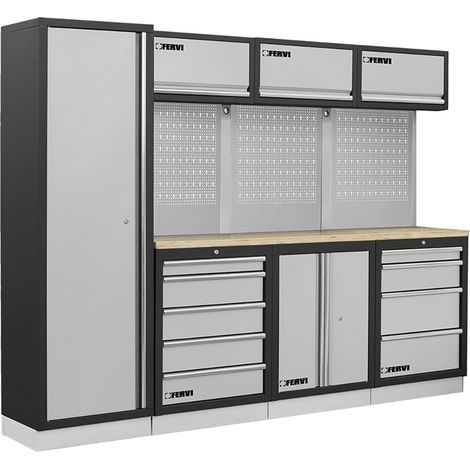 Arredamento modulare officina mobili banchi armadi cassettiere Fervi a007d (1/2)