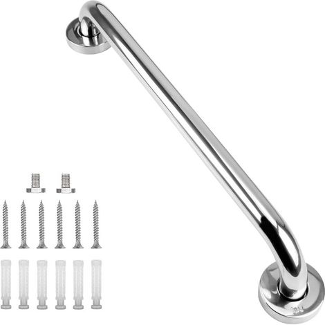 Barra de apoyo, asa de seguridad de 60 cm en acero inoxidable 304 para personas mayores y discapacitadas, ducha, baño, bañera, inodoro, escaleras, interior y exterior. (1/5)