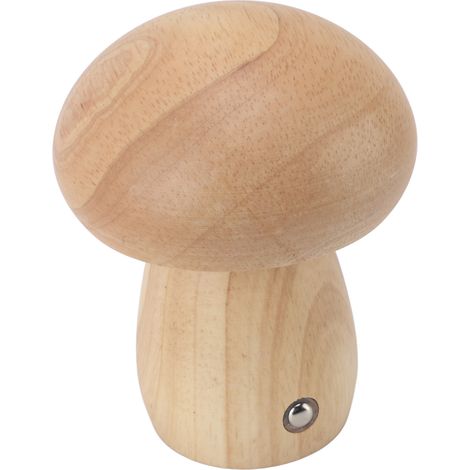 Pilzlampe aus Holz, wiederaufladbar über USB, kabellos, berührungsempfindlich, tragbar, dimmbar, für Nachttisch, Schlafzimmer, Heimdekoration (Holzfarbe) (1/5)
