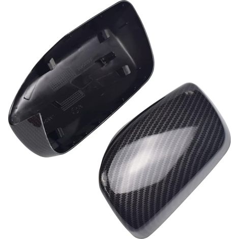 1 paire de coques de rétroviseur gauche et droit pour B-MW Série 5 E60 E61 E63 E64 2004-2008 520i 525i 528i 528xi 530i (motif fibre de carbone) (1/5)