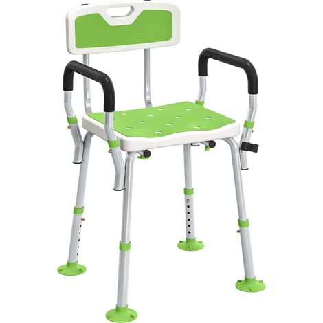 Sedia da doccia ausilio per la mobilità altezza regolabile 56,5 x 53,5 x 74-87 cm seduta imbottita moderna in alluminio bianco 210000884