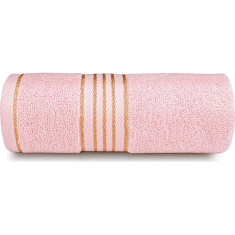 Serviette de bain éponge en coton 70 x 140 cm, unie, TIWANO, rose poudré (1/5)