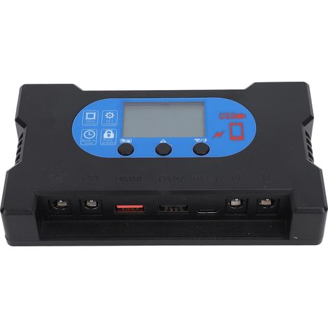 Solarladeregler mit HD-Display, zwei USB-Typ-C-Anschlüssen, DC-Schnellladefunktion und mehrfachem Schutz, 10-A-Solarpanel-Regler (1/5)