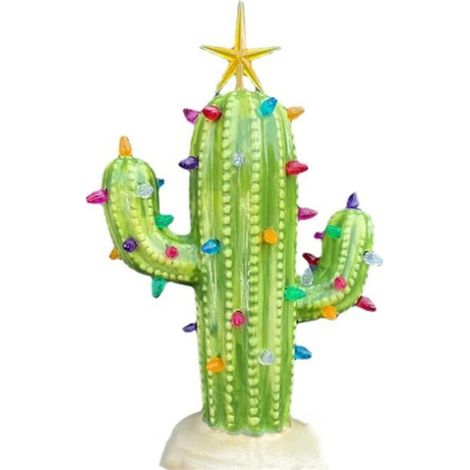 Cactus de Noël en céramique avec lumière, sapin de Noël de table (1/4)