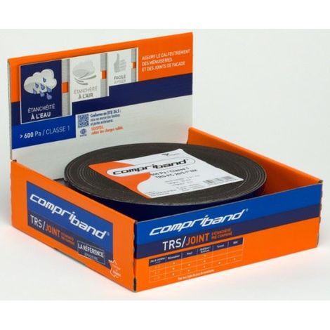 Tramico – Joint de mousse imprégnée pour étanchéité – Rouleau 8m x 15mm – Pour menuiseries extérieures – Résistance à la pluie jusqu'à 1200 Pa