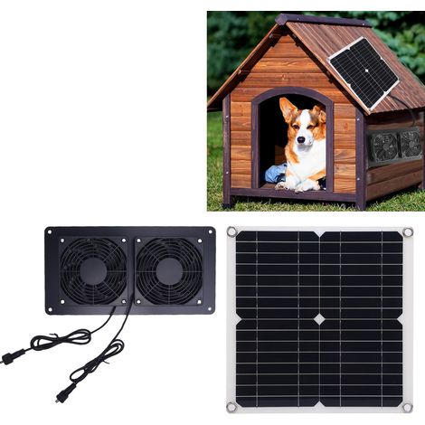 Ventilateur d'extraction à énergie solaire 12W 18V, panneau en silicium monocristallin, Kit double ventilateur pour maison d'animaux, poulailler, serre (1/5)