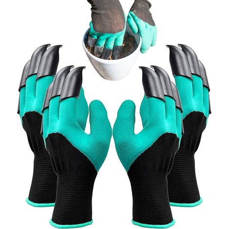 Lot de 2 paires de gants de jardinage imperméables avec griffes pour creuser et planteur, cadeau idéal pour homme et femme (1/5)