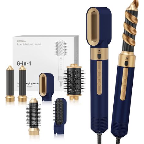 6 en 1 Hair Styler,Air Styler Seche Cheveux,Sèche-cheveux, Brosse Soufflante Appareils et 0utils de,Boucles Sèches 3 Vitesse du Vent et de la Température,pour Sécher, Boucler, Lisser (1/5)