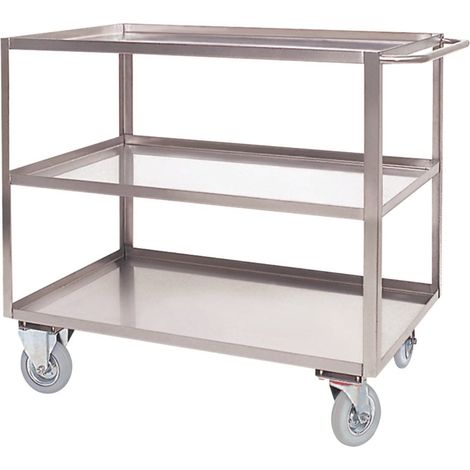 Portatutto Grande a 3 piani in Acciaio Inox con Ruote con Freno