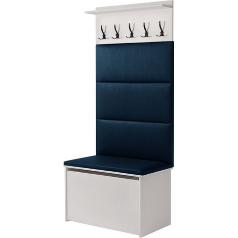 Scarpiera con seduta e appendiabiti ANDY pannelli blu navy
