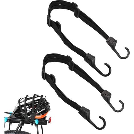 2 Pièces Sangle de Bagage avec Crochet pour Velo Moto, Rétractable élastique Casque Sangles, Tendeur vélo, Tendeur Plat avec Crochets, Sangle Bagage Elastique (Noir) (1/5)