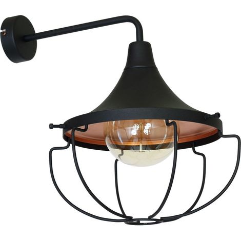 Wandlampe E27 Schwarz Kupfer Industrie Design Wandleuchte