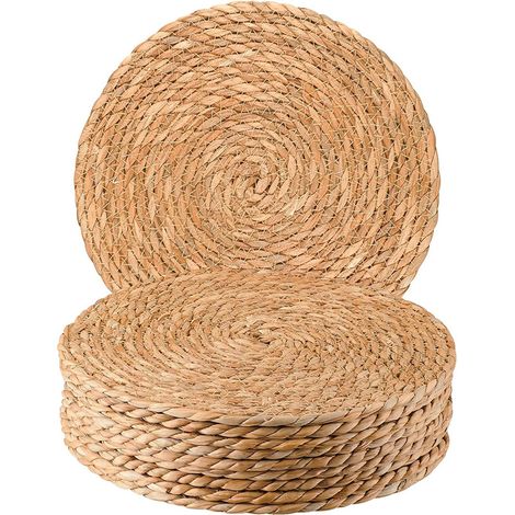 Placemat Rond - 13 Pouces - En Hyacinthe D Eau Naturelle - Pour Table À Manger Décorative Et Protectrice - Lot De 10 (1/5)