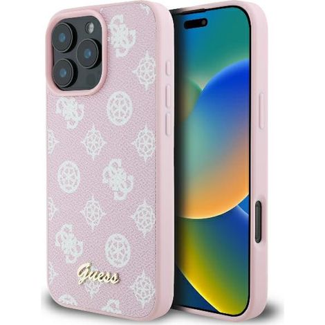 Funda rígida rosa Guess GUHMP16LPGPYSP para iPhone 16 Pro de 6,3 pulgadas con logo Peony Script y MagSafe. (1/5)