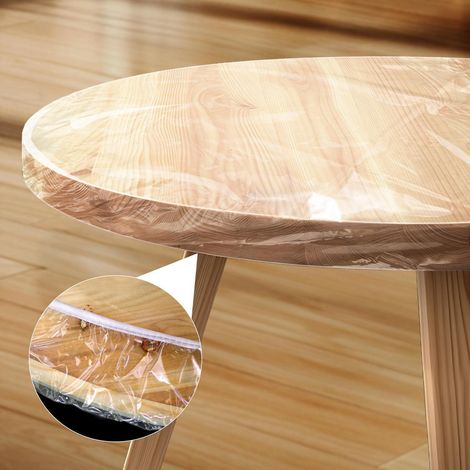 Nappe ronde transparente avec élastique, film de table en PVC 115 cm