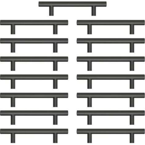 Set di 15 maniglie per mobili da cucina, maniglie in acciaio inox, maniglie nere per ante di mobili da cucina, interasse fori 96 mm, per armadi e cassetti (viti incluse)