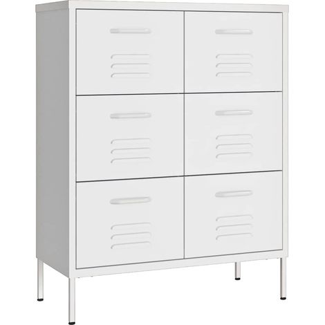 Cassettiera Bianca 80x35x101,5 cm in Acciaio DAS291913 (1/5)