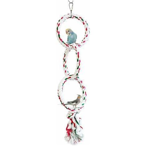 Jouet pour Oiseaux Perruche Anneau de Balançoire Perroquet Perchoir en Corde de Coton Parrot Jouets à Mâcher pour Conure calopsitte, Trois Anneaux 1000 pcs (1/3)
