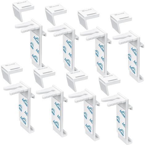 Lot de 8 Supports de fixation Store sans perçage Plastique Réglable Fenêtre PVC Bois Porte