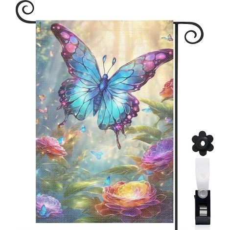 Drapeau de jardin vertical décoration extérieure toile résistante double face 30 x 45 cm pour porche et cour (1/5)