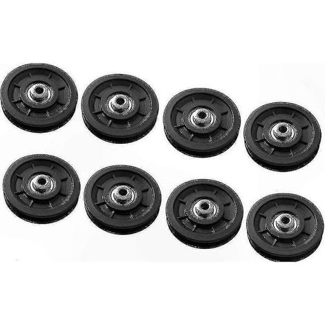 Lot de 8 galets de poulie en nylon de 90 mm avec roulements pour pièces de rechange d'équipements de gym et de fitness (1/4)