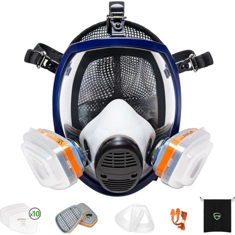 Maschera respiratoria integrale con filtri A1P2, maschera antigas antipolvere per pittura, spruzzatura, levigatura, lavorazione del legno, prodotti chimici, fai da te