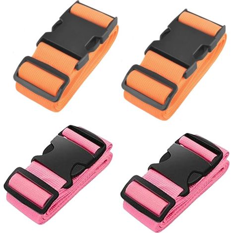 Lot de 4 (1,8 m, 43 mm) sangles à bagages, sangles de valise réglables en plastique avec boucle pour accessoires de voyage (1/5)