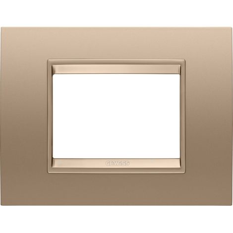 PLAQUE LUX RECT. 3P MÉTAL CUIVRE DOUX GEWISS GW16203XE