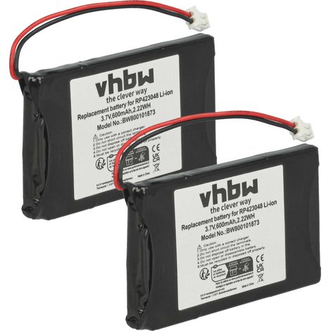 vhbw 2x Akku kompatibel mit Supertooth Buddy schnurlos Festnetz Telefon (600 mAh, 3,7 V, Li-Ion) (1/5)