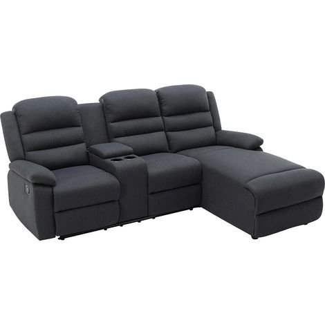 Canapé d'angle droit relax en tissu anthracite MACEDONIA