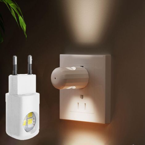 [NON UTILIZZATO] Set di 10 luci notturne a LED bianche, con spina girevole, effetto crepuscolare, ideali per camera da letto e cameretta dei bambini, luce bianca calda.
