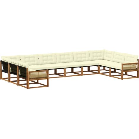Outdoor Sofa Set with Cushion 10 pcs Natural and Cream vidaXL (1/5)