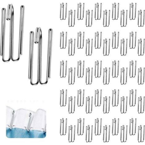 50 pcs stainless steel curtain hooks for curtains, with 4 prongs, for curtain rings, for shower curtains and curtain accessories (1/5)