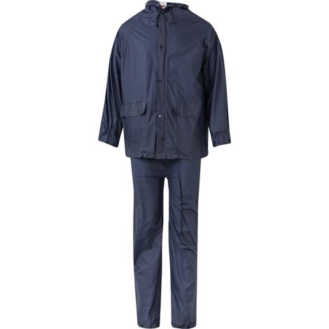 TRAJE DE LLUVIA DOS PIEZAS CON CAPUCHA Azul Marino XXL
