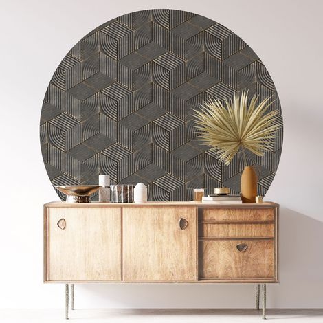 Sticker mural rond / cercle - Motif tressé - Diamètre 30 cm - Adhésif MAT (1/3)
