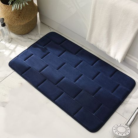 Tappetino da bagno in memory foam, 61 x 41 cm, ultra morbido, antiscivolo, assorbente, lavabile e asciugabile in lavatrice, comodo e spesso, per pavimenti e vasche da bagno. (1/5)