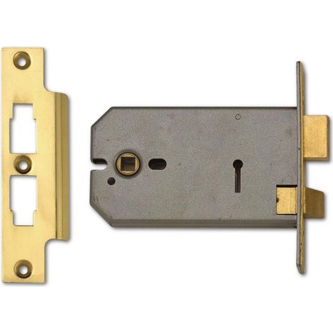 2077-6 3 Lever Horizontal Mortice Lock Polished Brass 149mm UNNY2077PL6