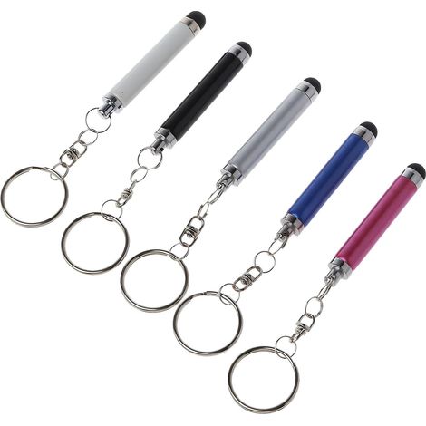 Lot de 5 Stylets pour Écrans Tactiles Porte-clés, Stylo Capacitif en Plastique et Métal, Surface Lisse, Facile à Saisir, pour Téléphones Mobiles et Produits Couleur Aléatoire (1/5)