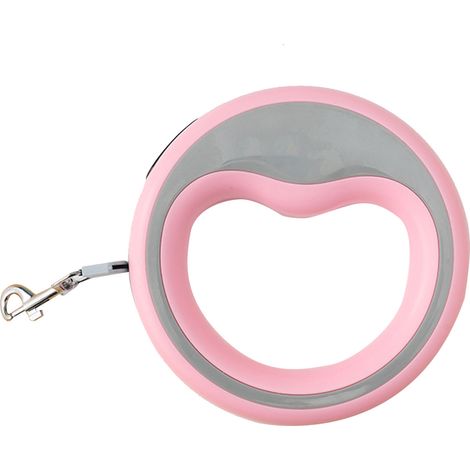 Laisse rétractable pour chien, corde ergonomique et robuste pour animaux de compagnie, automatique, pour entraînement à la marche des chats, rose (1/5)