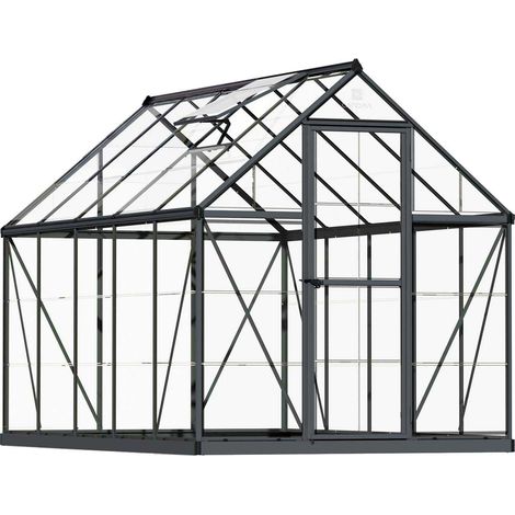 Canopia By Palram – Serre de jardin polycarbonate 5,7 m² – Aluminium résistant à la rouille – Panneaux transparents traités UV – Montage facile avec système coulissant