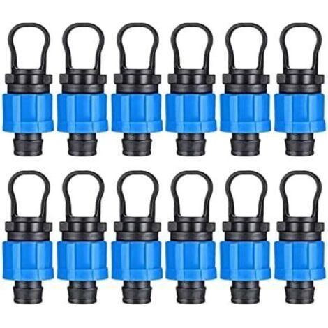CSPARKV Lot de 12 bouchons d'extrémité d'irrigation goutte à goutte 1/2" - Raccord universel - Compatible avec les bandes goutte-à-goutte de 16 à 17 mm (1/5)