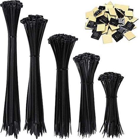 ZOLGINAH Lot de 500 Serre-câbles Electrique Attache Câble de Nylon, résistant aux UV, Supports de Base avec Attache-Câble Pour l'emballage ou Le Jardin 100/150/200/250/300 mm (et 50 serre-câbles) (1/4)